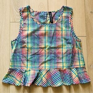 Design Lab Lord & Taylor Rainbow Gingham Top